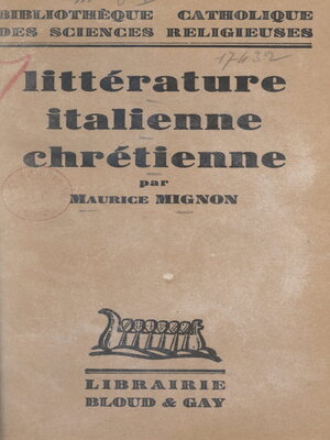 cover image of Littérature italienne chrétienne